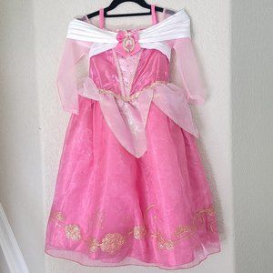 Disney Store Sleeping Beauty Aurora Costume Dress Size 5/6 with Tiara and Wand